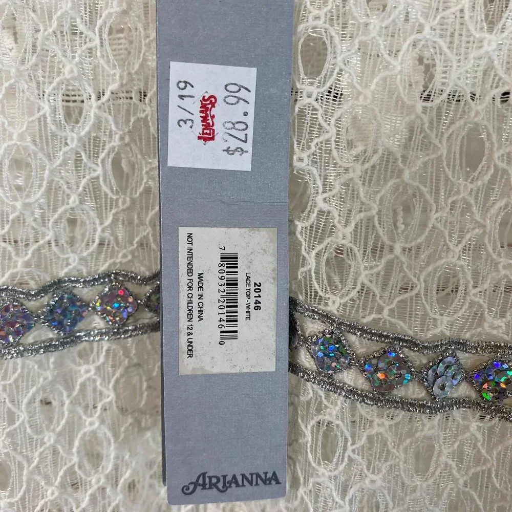 Arrianna by Howard's Ivory Sheer Lace Long Sleeve Top Women's Size Small Medium - Picture 6 of 11